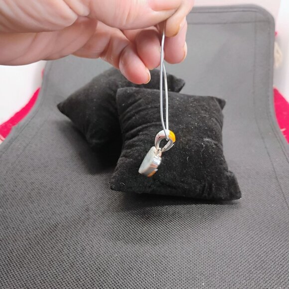 Signed SM Sterling Heart Shaped Inlay Gemstone Pendant Reversible Double Sided - Picture 5 of 11